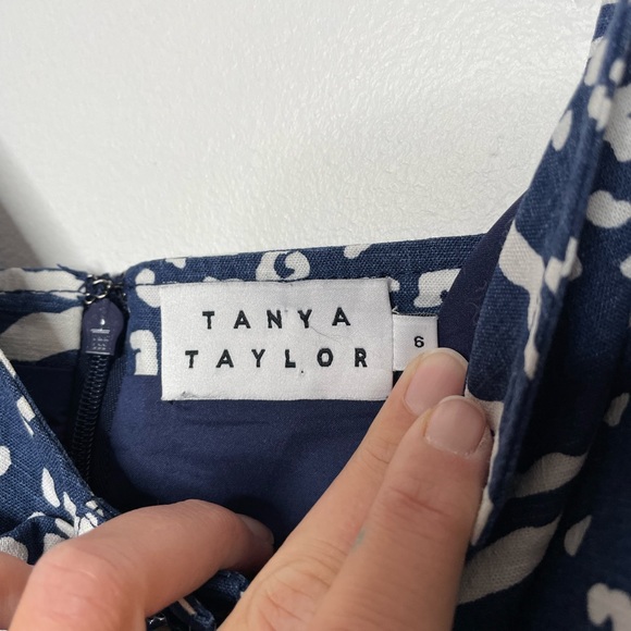 Tanya Taylor | Antonia Button Front Midi Dress Navy White 6 - Picture 4 of 8